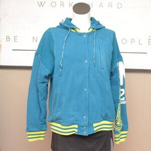 Free People Movement Post Up Graphic Sweat Hoodie Varsity SMALL Pre Owned